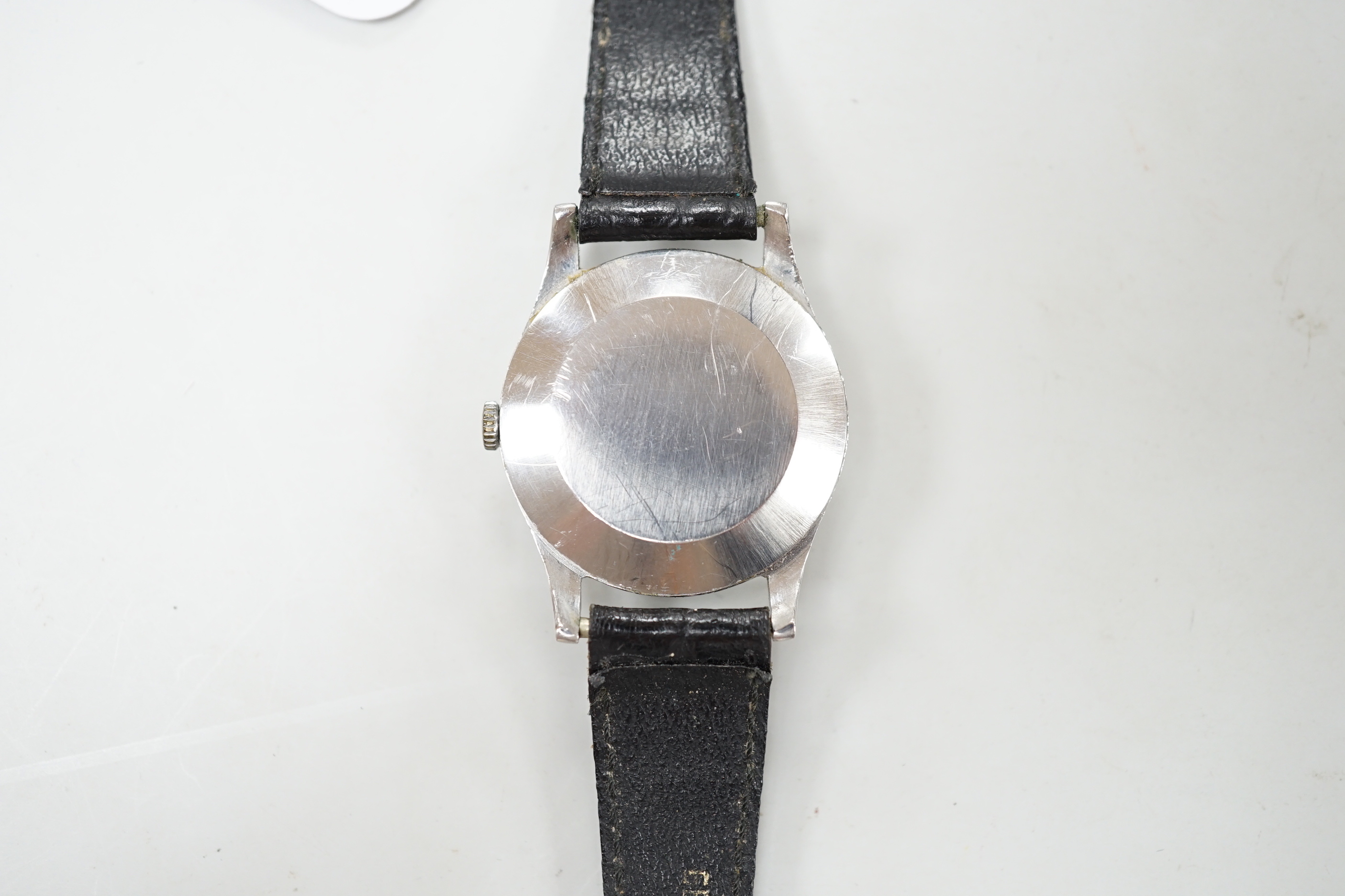 A gentleman's stainless steel Tudor Royal manual wind wrist watch, on associated leather strap, case diameter 31mm, with Tudor box